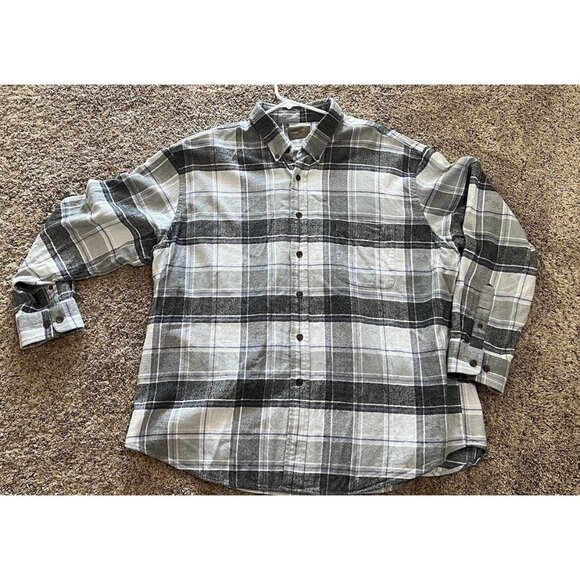 St Johns Bay Gray Plaid Button Down Long Sleeve Shirt~Size 2XL - Picture 1 of 6
